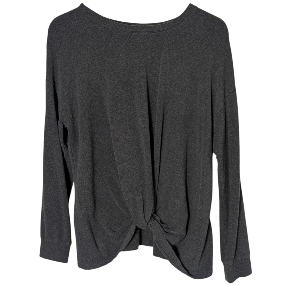 A NEW DAY Heavyweight Knit Faux Tie Front Long Sleeve Top Gray Womens XXL